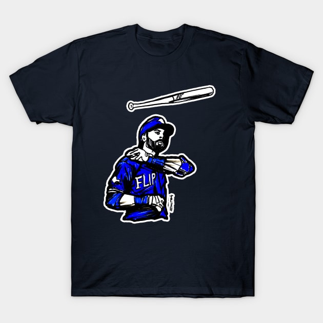 Joey Blue Jay Bats Flip T-Shirt by sketchnkustom